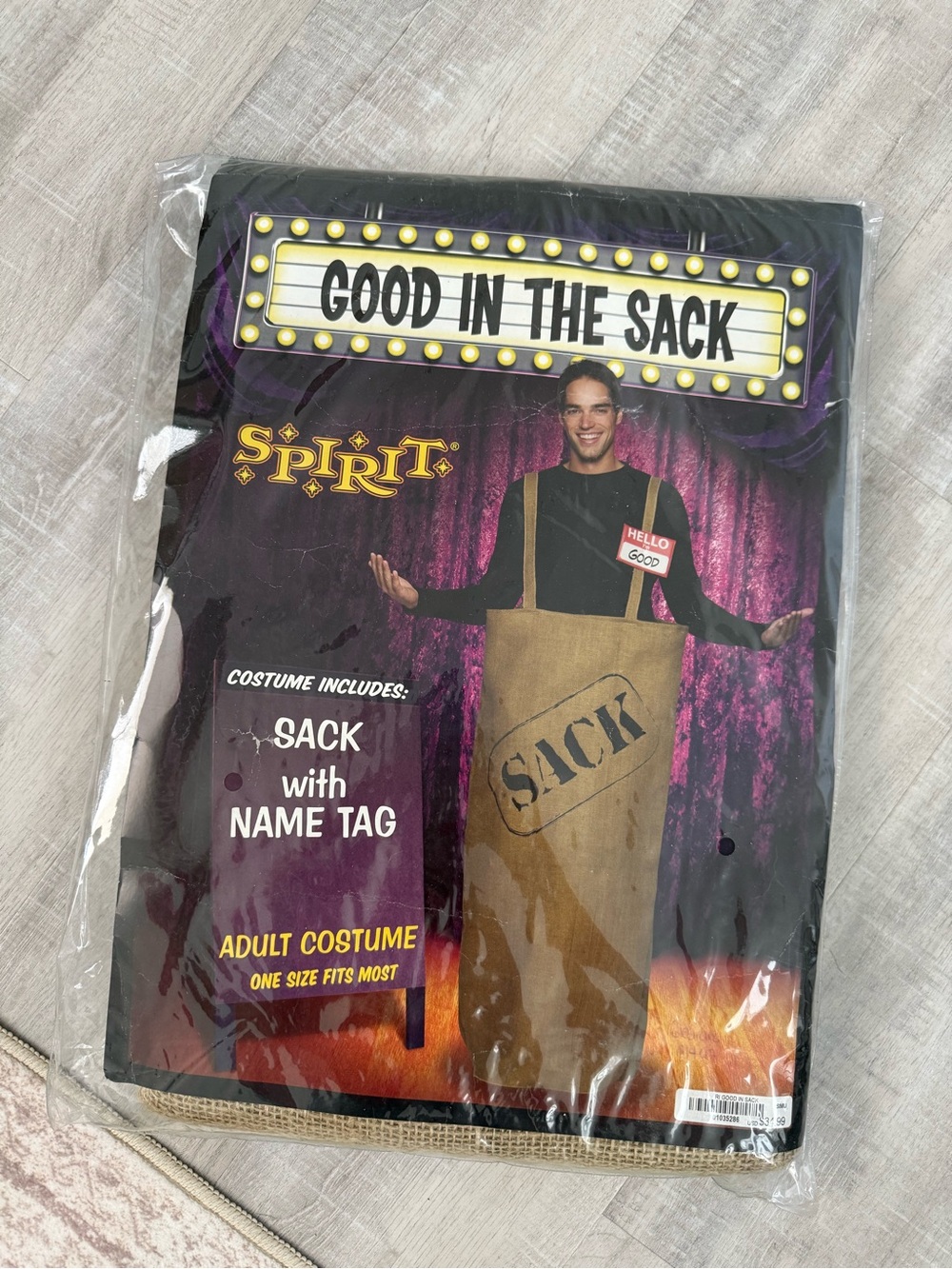Spirit Halloween, Good in the Sack Adult Costume. Men’s. One size. NWT
